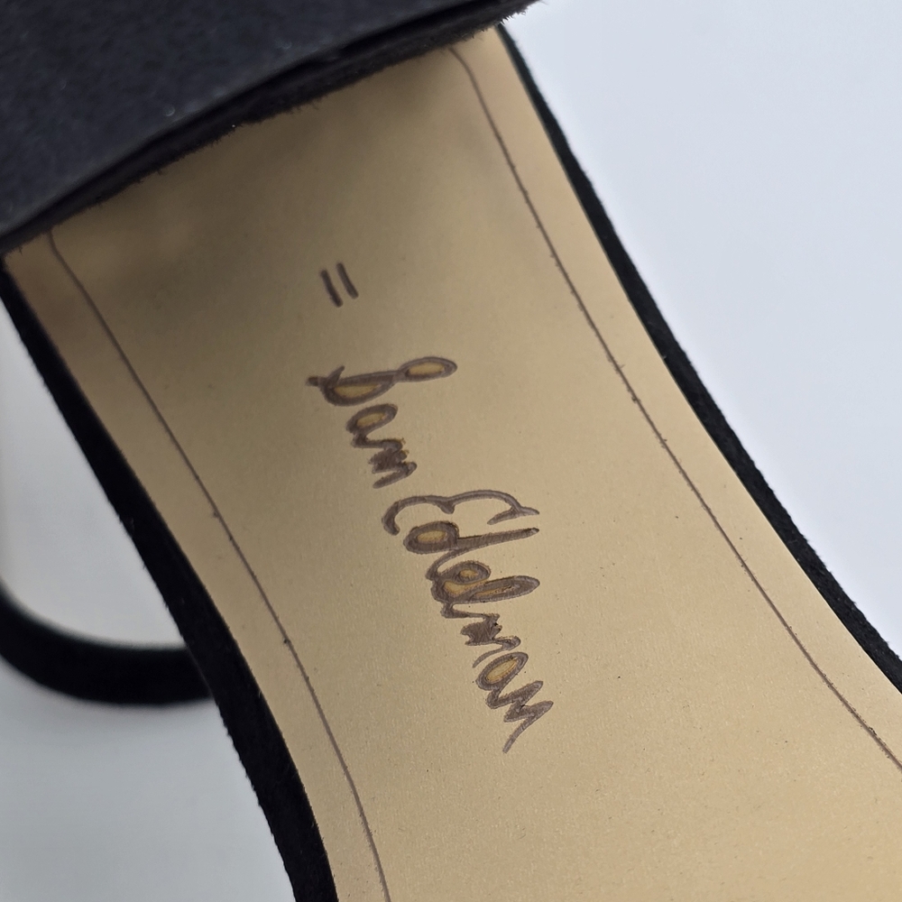 Sam Edelman Yaro Block Heel Ankle Strap Sandals, Black Suede, Women's 11M - Picture 14 of 16